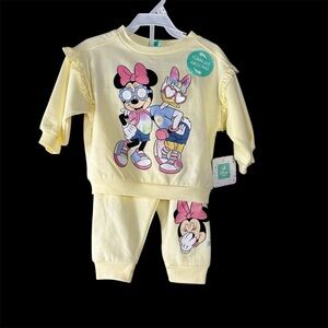 Disney Minnie And Daisy Baby Girl 2-Piece Yellow Outfit Set Long Sleeve Size 18M
